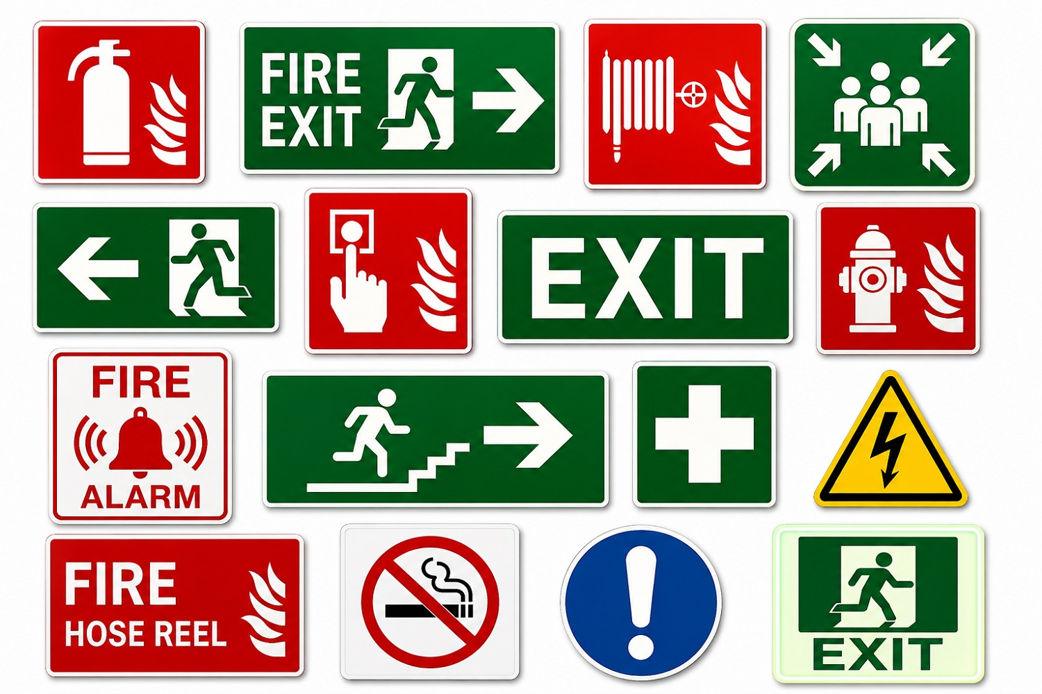 Fire safety signage and escape route planning